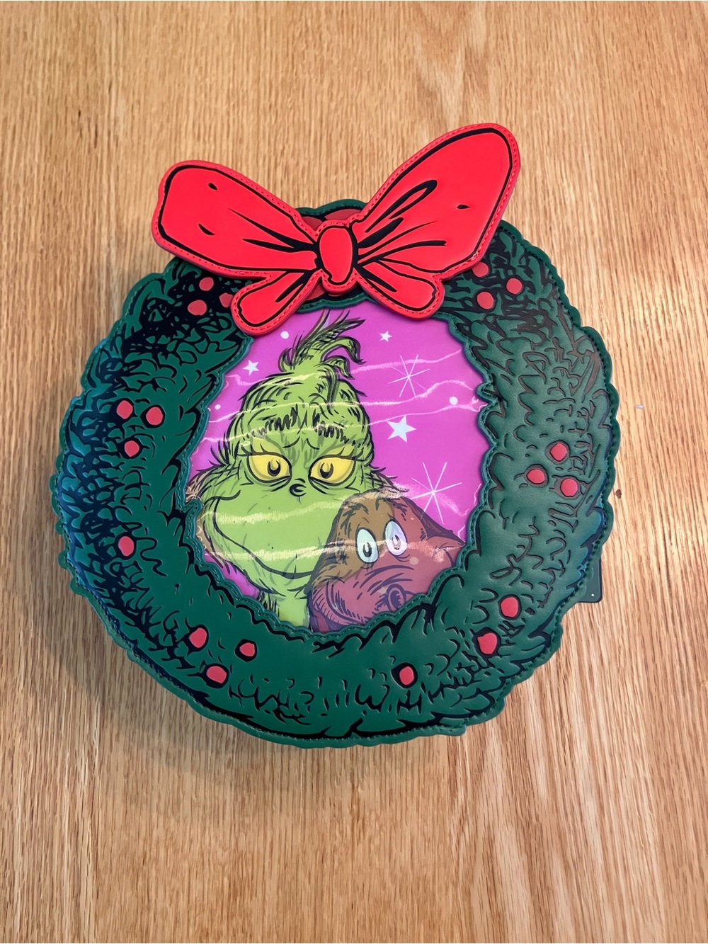 Grinch Wreath Crossbody Bag in Green and Red